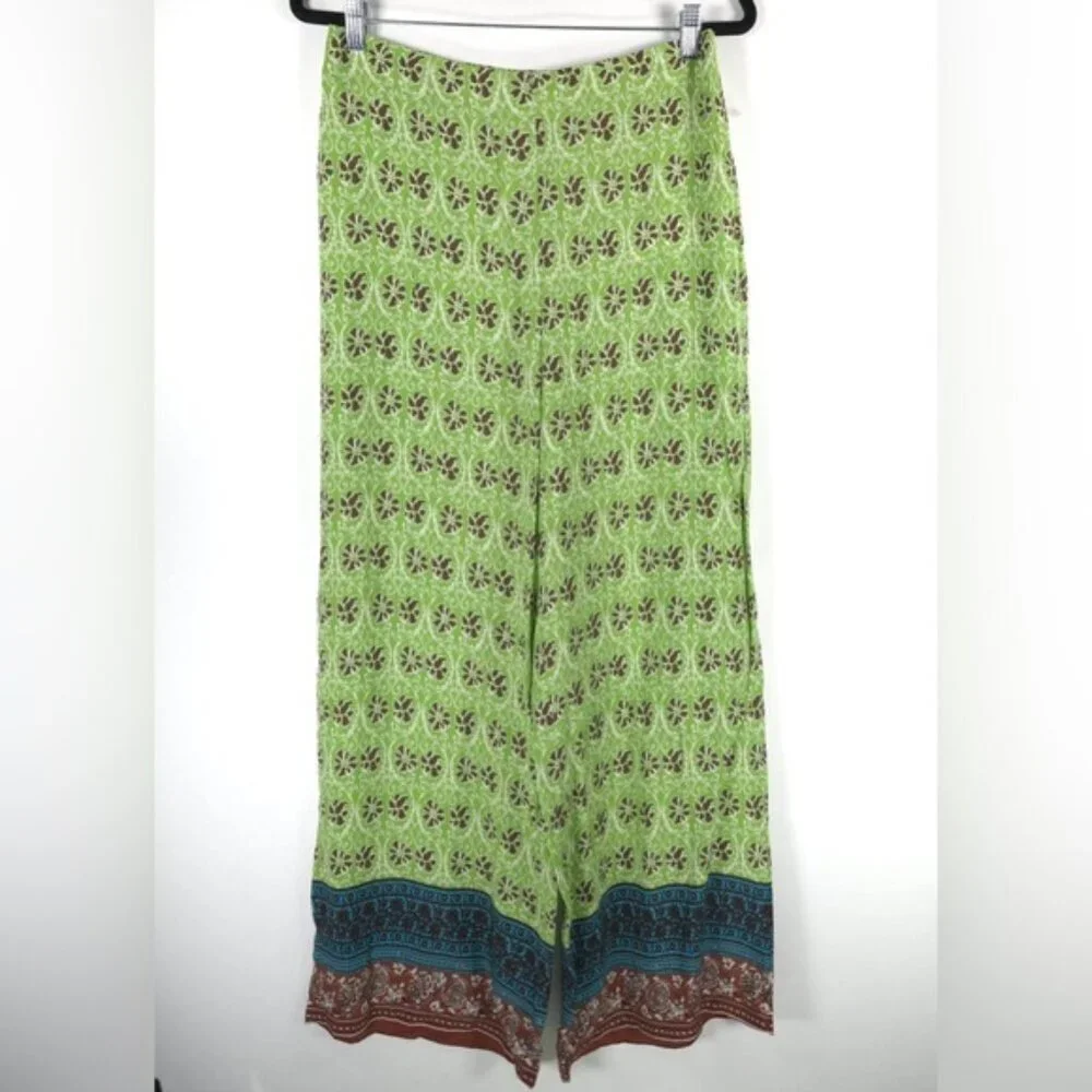 NWOT ZARA Full-Length Printed Trousers Flowy Wide Leg 100% VISCOSE 7484/159 Sz L